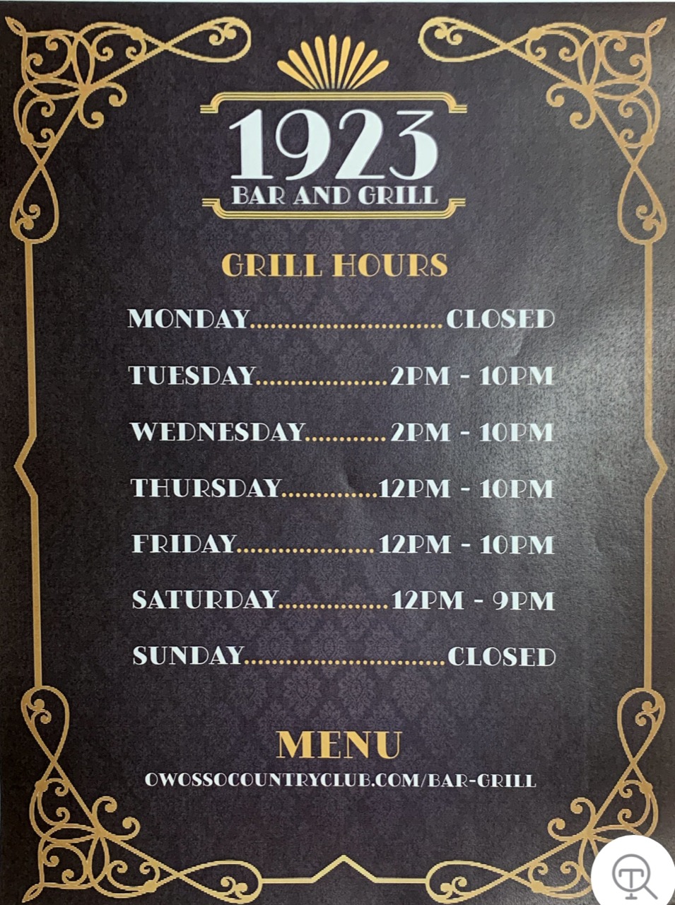 1923 Bar and Grill Hours
