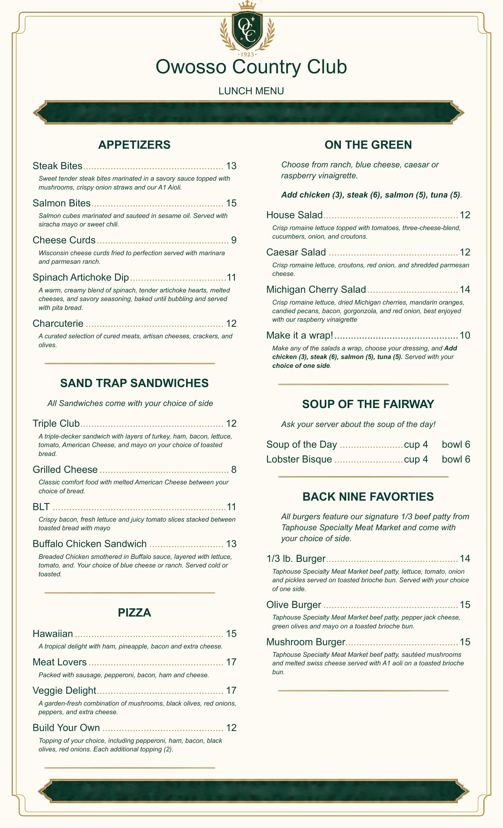 Lunch Menu